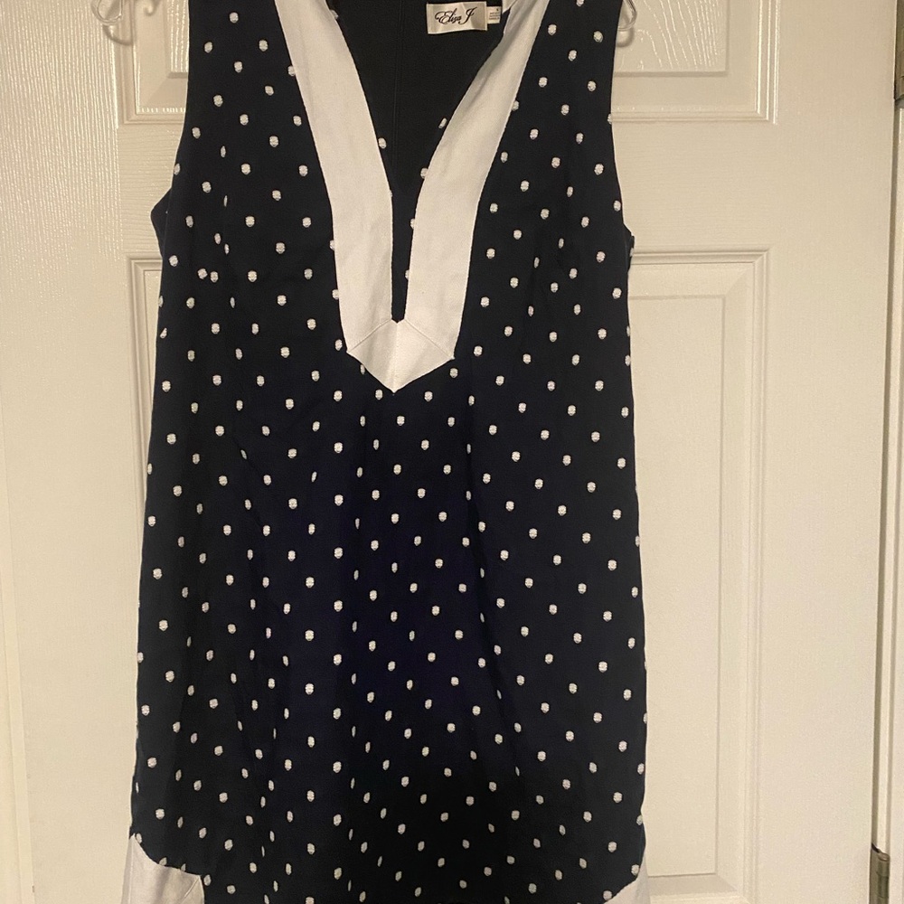 Eliza J Black and White Polka Dot Blouse